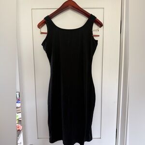 Casual black cotton tank dress